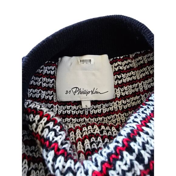 3.1 Phillip Lim Knit Halter Top S Midnight Blue & Red Wool Cotton Jacquard - Picture 6 of 6
